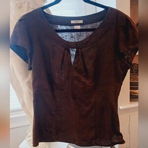 Elegant Brown Short Sleeve Blouse